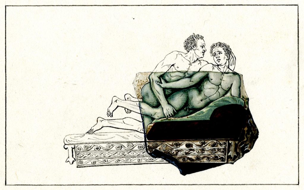 The Not-So Taboo Culture of Gay Relationships and Male Erotic Massage in Ancient Rome. Drawing two men engaging in homosexual sex in Ancient Rome.