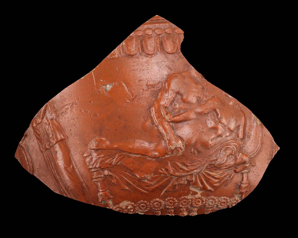 The Not-So Taboo Culture of Gay Relationships and Male Erotic Massage in Ancient Rome. Piece of bowl from Ancient Rome with depiction of two men engaging in sex.