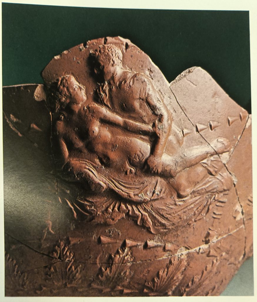 The Not-So Taboo Culture of Gay Relationships and Male Erotic Massage in Ancient Rome: 1.	Bowl fragment: By Antonia Mulas - Title: "Eros in Antiquity"Author: Antonia MulasPublisher: Erotic Art Book SocietyNew York1978, Public Domain, https://commons.wikimedia.org/w/index.php?curid=147337149